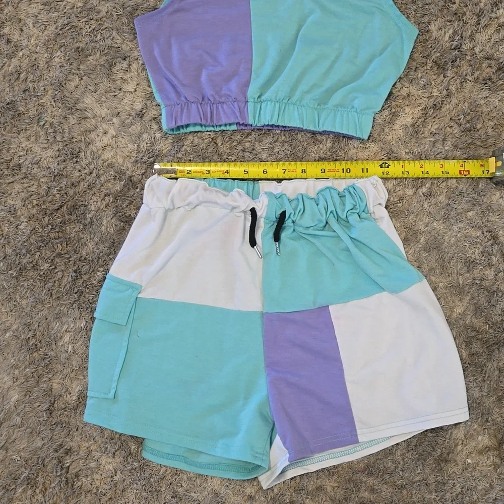SHEIN 2 PC Matching Crop Top and Shorts Set